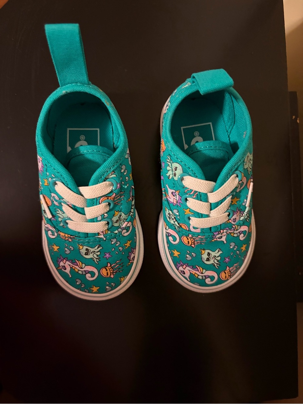 Vans Kids Teal Canvas Sneakers with Unicorn & Sea Creature Print
